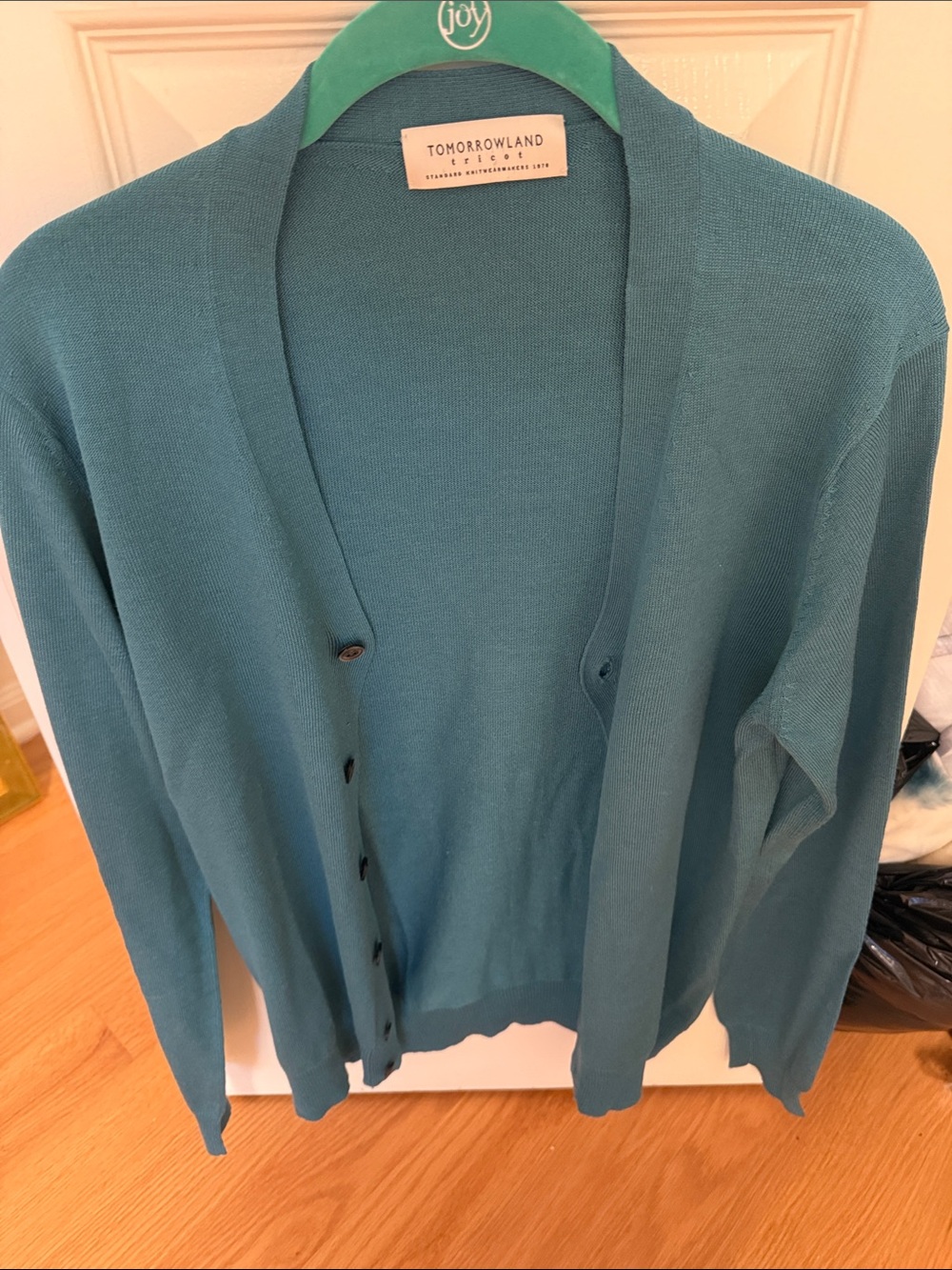 TOMORROWLAND Men's Teal V-Neck Button Cardigan